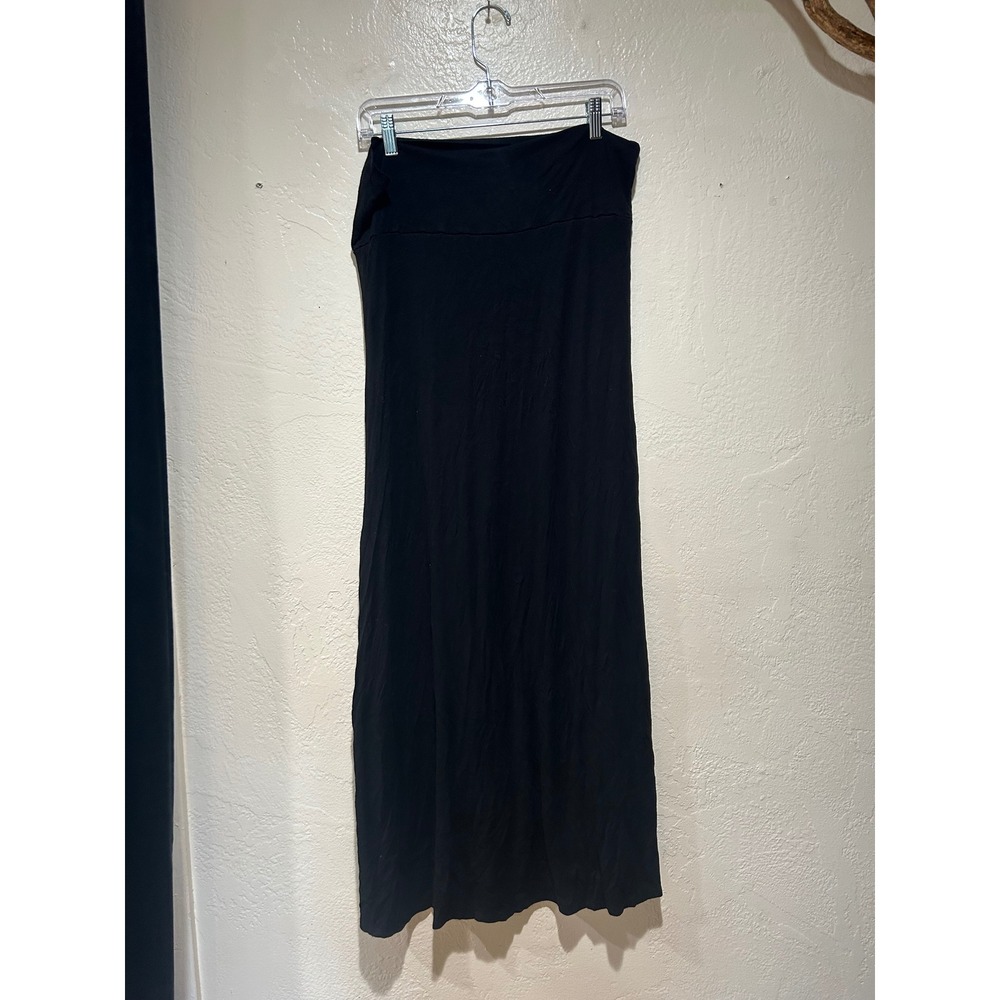 Free To Live Womens XXL Black Fold Over High Waist Jersey Knit Maxi Skirt
